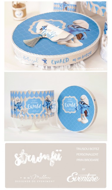 Trusou botez brodat pentru baieti cu strumfii, Clumsy  8